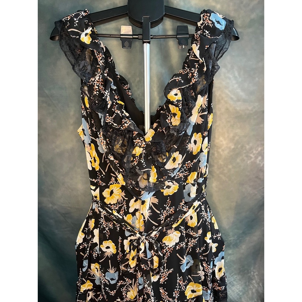 Lauren Ralph Lauren Floral Maxi Dress Black Lace Trim Size‎ 18W Formal Dress NWT - Picture 2 of 12